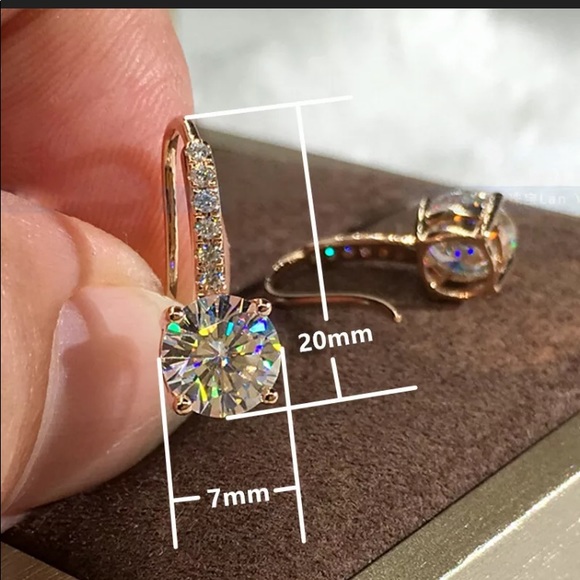 .925 Sterling Silver White Sapphire Drop Earrings - Picture 8 of 9